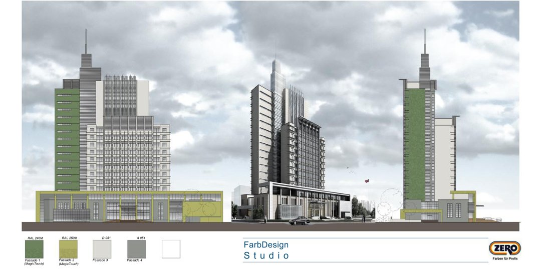 Fassadengestaltung f&uuml;r ein Hochhaus in China: Hier in ZERO MagicTouch-Metalloptik